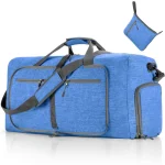 Grand sac de voyage pliable avec compartiment chaussures bleu Grand sac de voyage pliable avec compartiment chaussures bleu