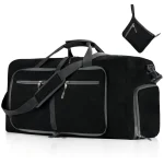 Grand sac de voyage pliable avec compartiment chaussures noir Grand sac de voyage pliable avec compartiment chaussures de couleur noir