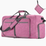 Grand sac de voyage pliable avec compartiment chaussures rose Grand sac de voyage pliable avec compartiment chaussures bleu de face