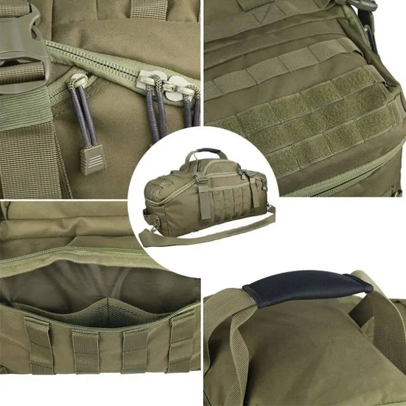 Grand sac de voyage style armée résistant à l'eau détails