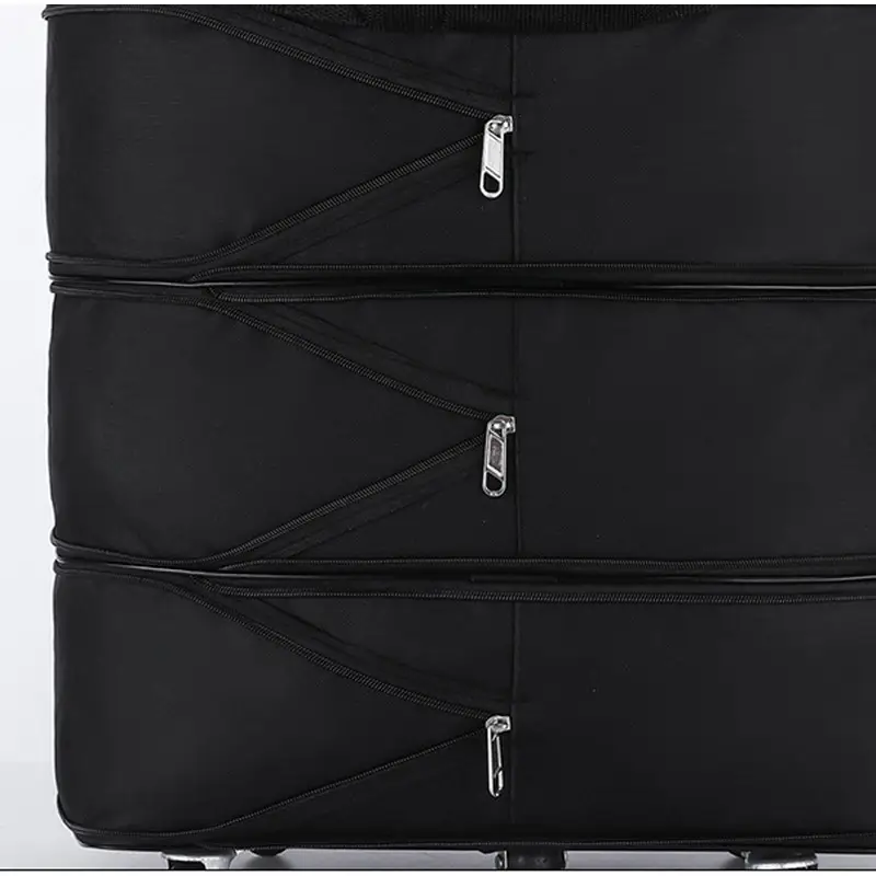 Grand sac de voyage sur roulettes, pliable et telescopique avec vue des couches zippées