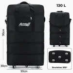 Grand sac de voyage sur roulettes, pliable et télescopique 130L