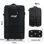 Grand sac de voyage sur roulettes, pliable et télescopique 94l Grand sac de voyage sur roulettes, pliable et télescopique volume 94l