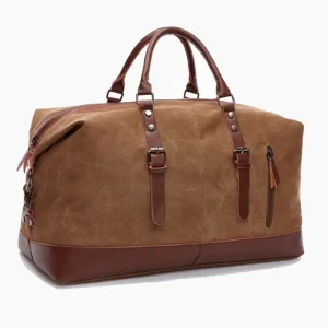 Grand sac de voyage vintage en toile cafe
