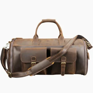 Sac de voyage cabine en cuir véritable marron