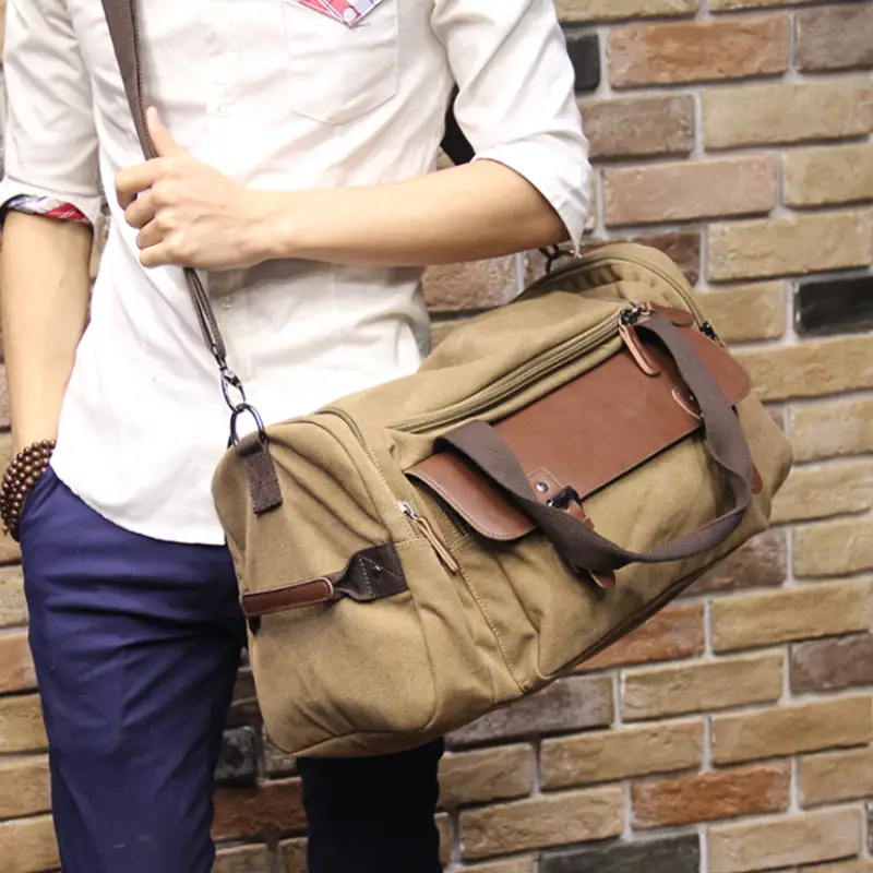 Sac de voyage cabine en toile vintage pour hommes bandoulière