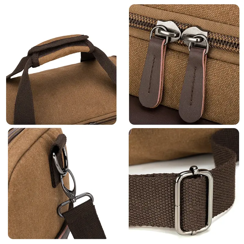 Sac de voyage cabine en toile vintage pour hommes détails