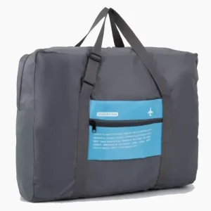 Sac de voyage pliable en nylon étanche gris-bleu
