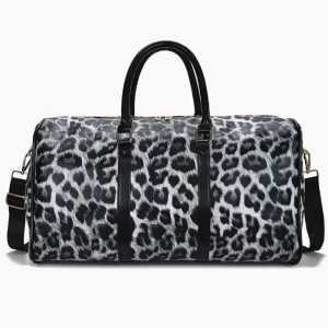 Sac de voyage pour femme léopard noir et blanc