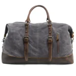Sac de voyage pour homme en toile et cuir style vintage gris Sac de voyage pour homme en toile et cuir style vintage gris