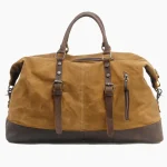 Sac de voyage pour homme en toile et cuir style vintage kaki Sac de voyage pour homme en toile et cuir style vintage kaki