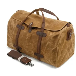 Grand sac voyage en toile style vintage pour escapades et voyages d'affaires marron