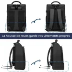 Bagage cabine sac à dos imperméable avec roulettes et housse de roues