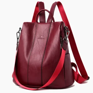 Petit sac à dos antivol pour femmes style vintage bordeau