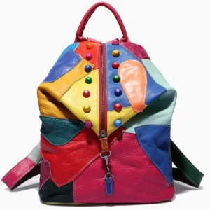 Petit sac à dos cuir femme multicolore original