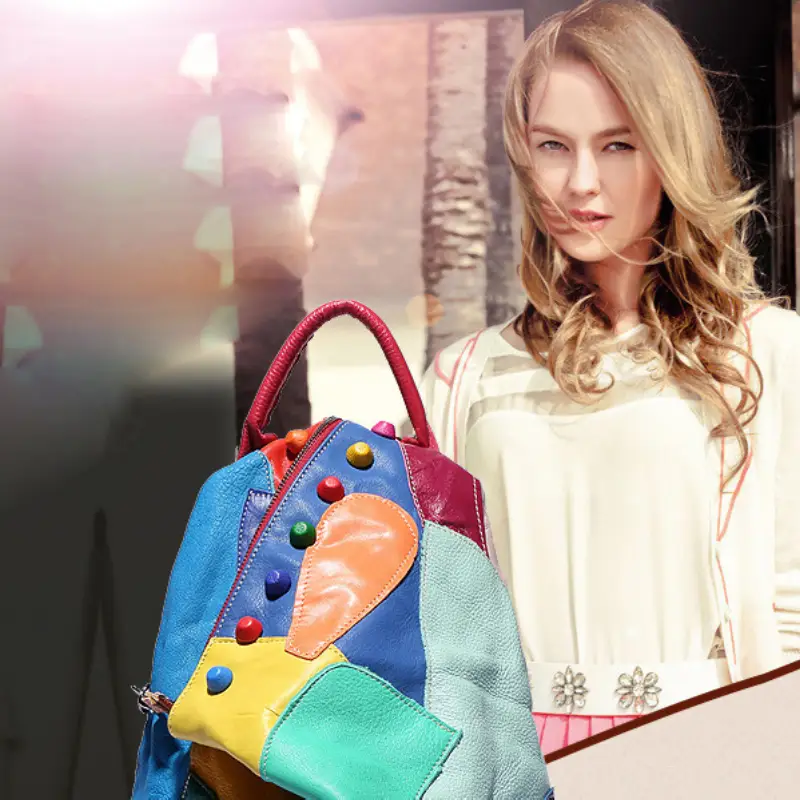 Petit sac à dos cuir femme multicolore original pub fashion