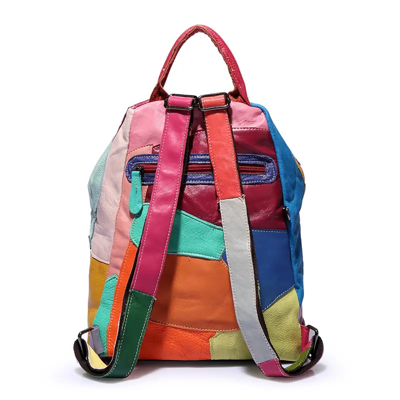 Petit sac à dos cuir femme multicolore original verso