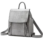 Petit sac à dos en cuir pratique et élégant pour femme gris Petit sac à dos en cuir pratique et élégant pour femme gris