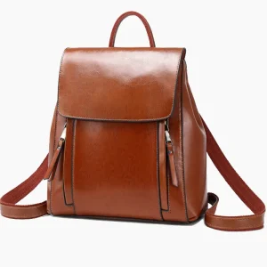 Petit sac à dos en cuir pratique et élégant pour femme marron