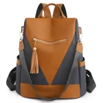 Petit sac à dos tendance anti-vol pour femme orange et gris Petit sac à dos tendance anti-vol pour femme orange et gris