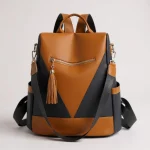 Petit sac à dos tendance anti-vol pour femme orange et gris fond uni Petit sac à dos tendance anti-vol pour femme orange et gris fond uni