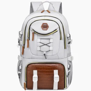 Sac à dos de voyage grande capacité imperméable et polyvalent blanc