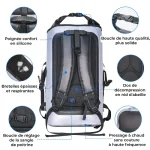 Sac à dos imperméable sport nautique et aventure dos détails Sac à dos imperméable sport nautique et aventure dos détails