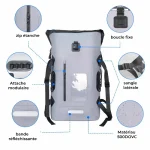 Sac à dos imperméable sport nautique et aventure recto détails Sac à dos imperméable sport nautique et aventure recto détails