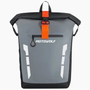 Sac à dos moto étanche durable et léger pour aventure et voyage gris