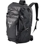 Sac à dos moto imperméable et résistant avec porte-casque gris