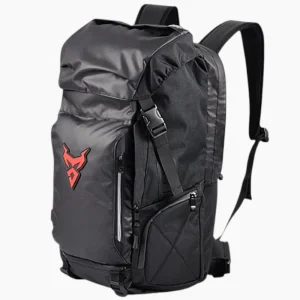 Sac à dos moto imperméable et résistant avec porte-casque rouge