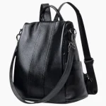 Sac à dos pour femme de ville en cuir noir Sac à dos pour femme de ville en cuir noir