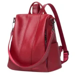 Sac à dos pour femme de ville en cuir rouge Sac à dos pour femme de ville en cuir rouge