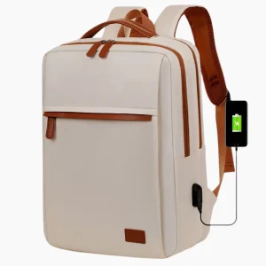 Sac à dos pour femme mode léger et pratique avec port USB blanc