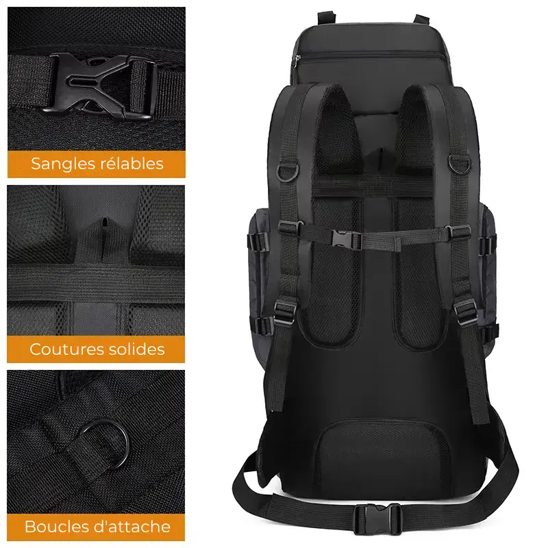 Sac à dos randonnée 90 litres ergonomique et résistant détails