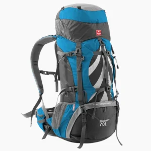 Sac à dos randonnée ergonomique avec grande capacité et housse imperméable bleu