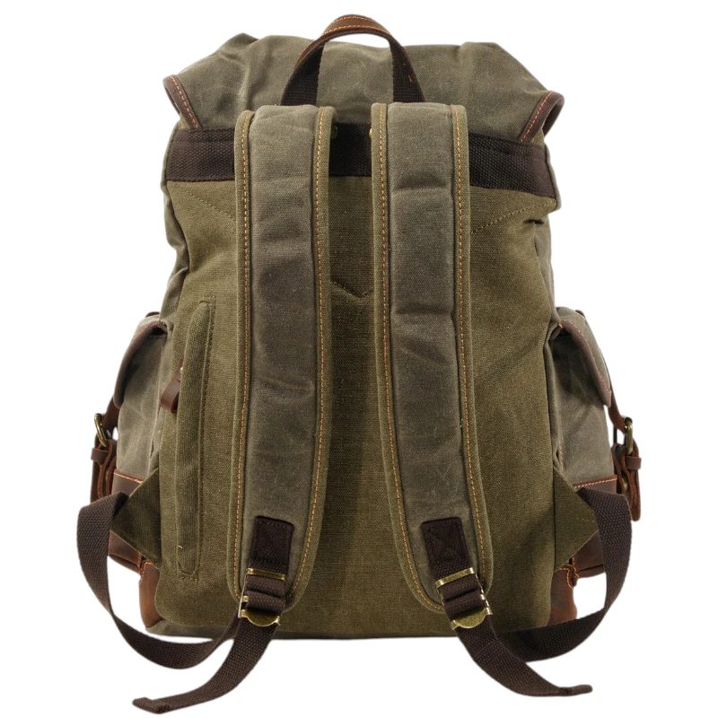 Sac à dos randonnée toile vintage imperméable idéal pour baroudeurs bretelles