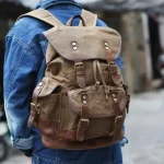 Sac à dos randonnée toile vintage imperméable idéal pour baroudeurs porté Sac à dos randonnée toile vintage imperméable idéal pour baroudeurs porté