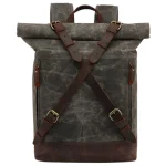 Sac à dos randonnée vintage en toile imperméable pour aventuriers gris