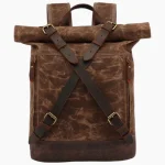 Sac à dos randonnée vintage en toile imperméable pour aventuriers marron Sac à dos randonnée vintage en toile imperméable pour aventuriers marron