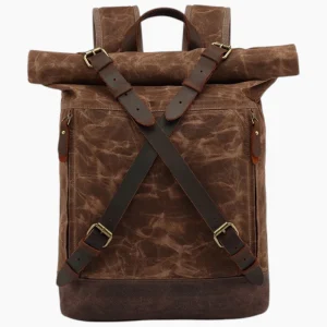 Sac à dos randonnée vintage en toile imperméable pour aventuriers marron