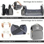 Sac à dos sac à langer avec station de changement montage Sac à dos sac à langer avec station de changement montage
