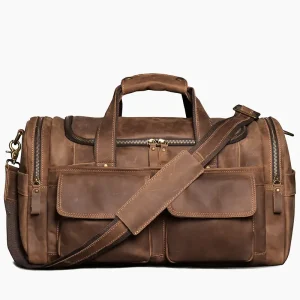 Sac de voyage en cuir marron