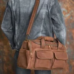 Sac de voyage en cuir marron bandoulière Sac de voyage en cuir marron bandoulière