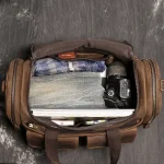 Sac de voyage en cuir marron interieur Sac de voyage en cuir marron interieur
