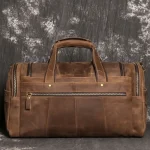 Sac de voyage en cuir marron verso Sac de voyage en cuir marron verso