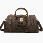 Sac de voyage en cuir pour homme marron à motif crocodile Sac de voyage en cuir pour homme marron à motif crocodile