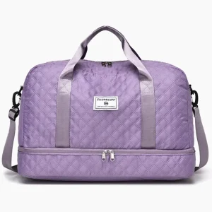 Sac week-end matelassé avec séparation humide et sèche violet