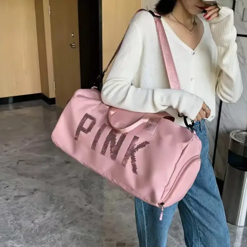 Sac week-end rose imperméable pour femmes bandoulière