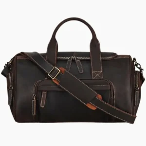 sac voyage cuir homme et femme café